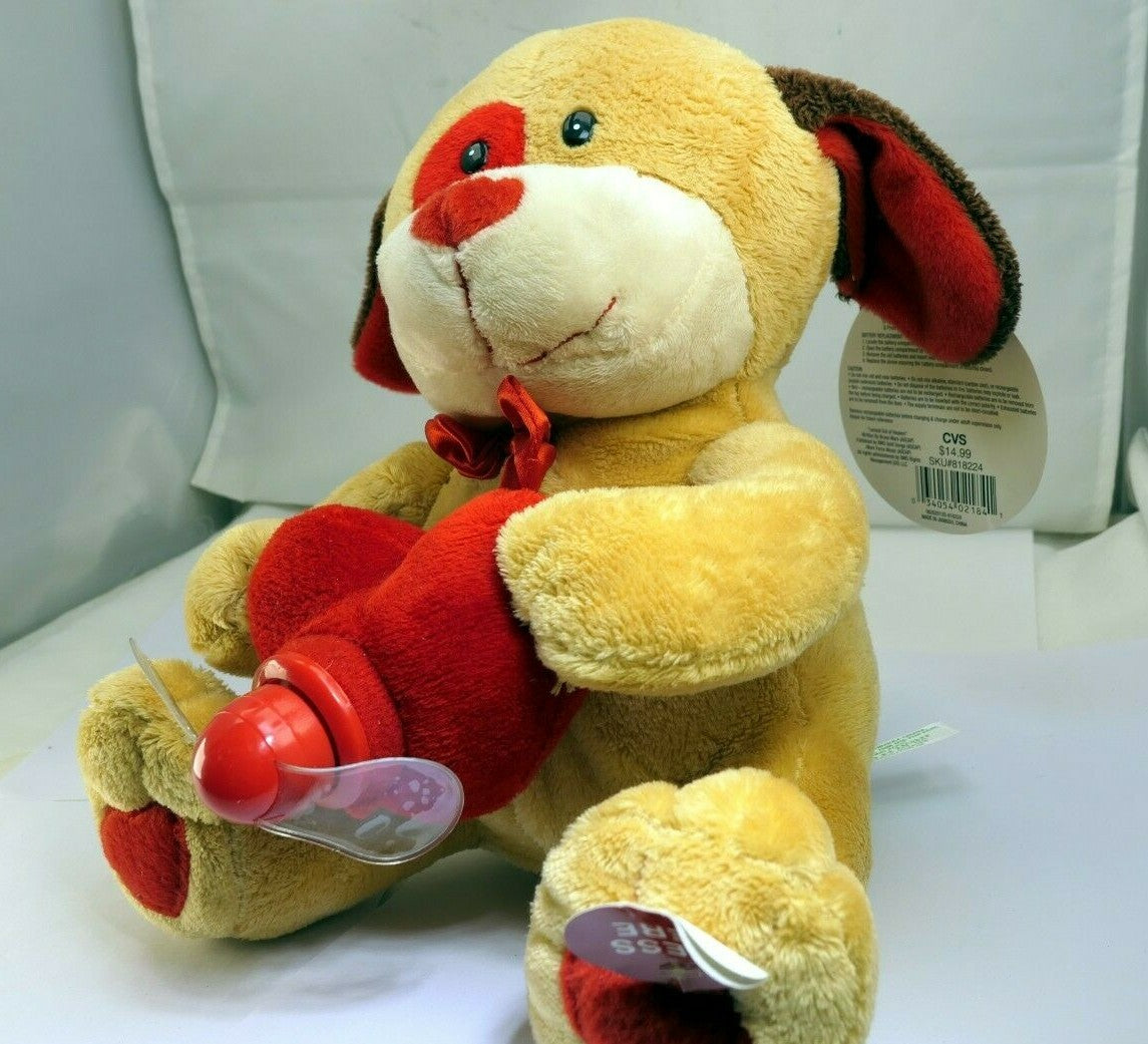 Animated musical puppy dog with light up spinning message fan heart puppy led