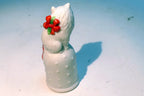 Thimble Souvenir white cat red bow porcelain feline