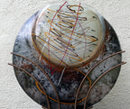 Heavy Hand Blown Multicolored Flat Modern Art Glass Vase Signed Mark Hines