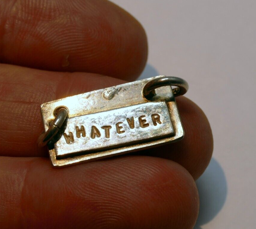 Silver color script word whatever charm pendant necklace for women