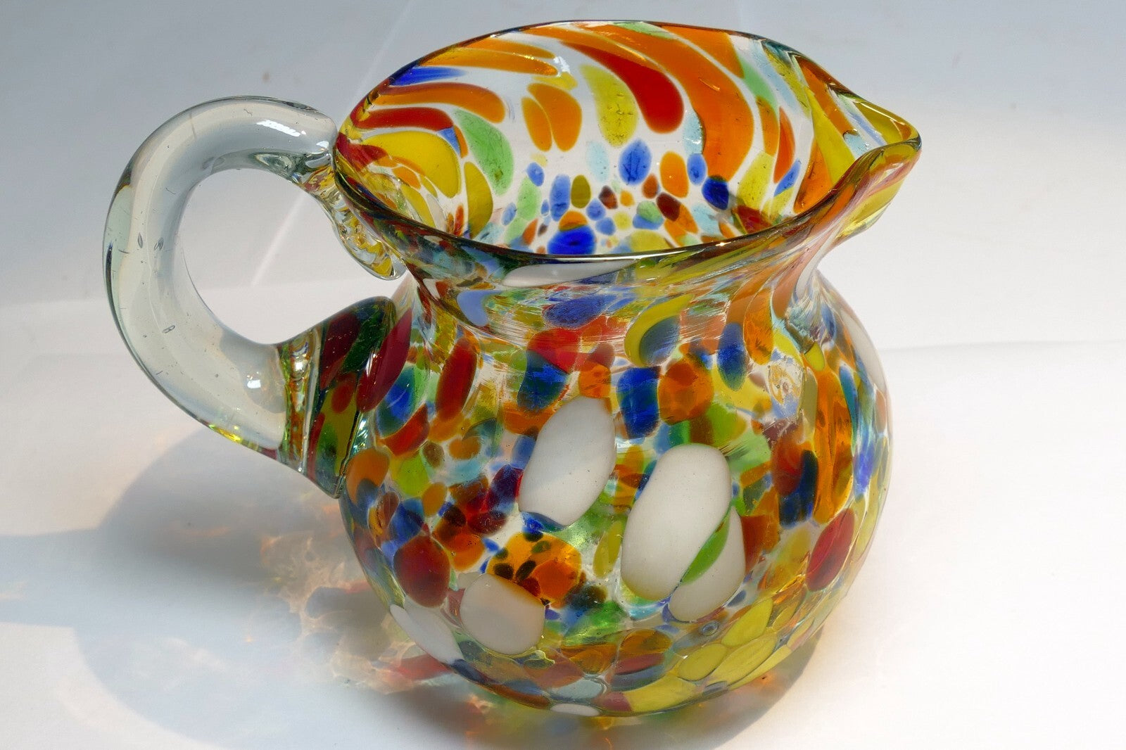 PITCHER LIGHT BLU Yellow GLASS MIX COLORS GLASS Creamer Murano Italy