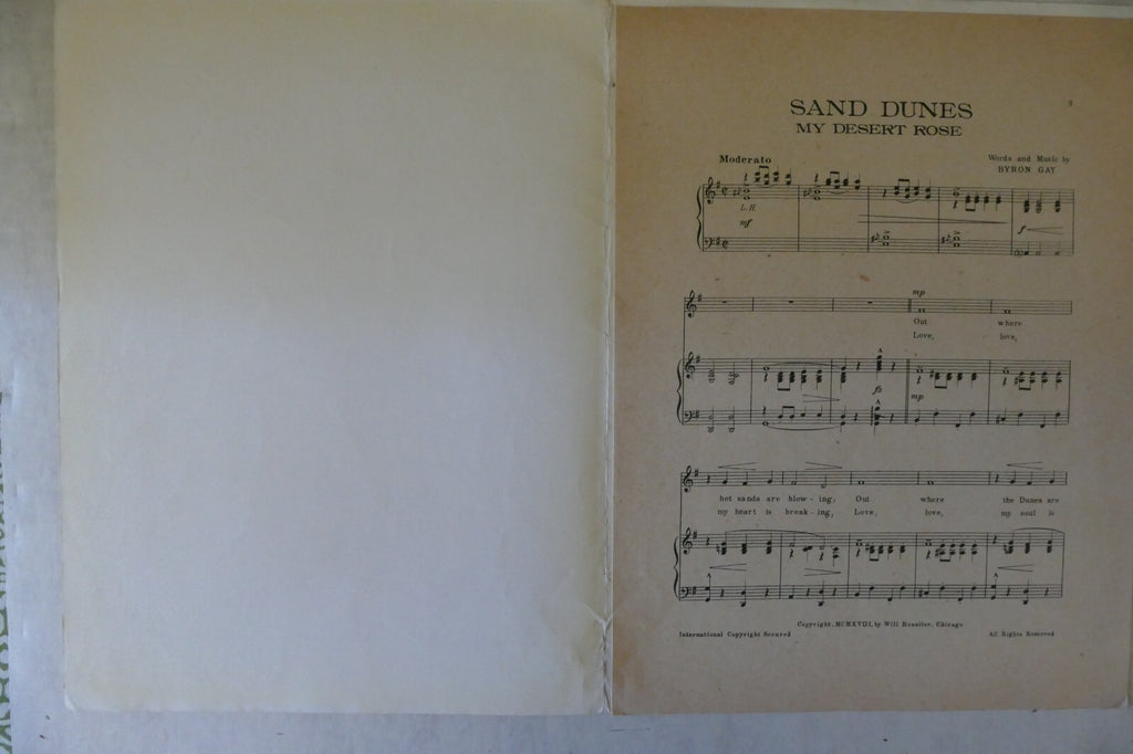 Sand Dunes (My Desert Rose) 1918, by Byron Gay, Will Rossiter