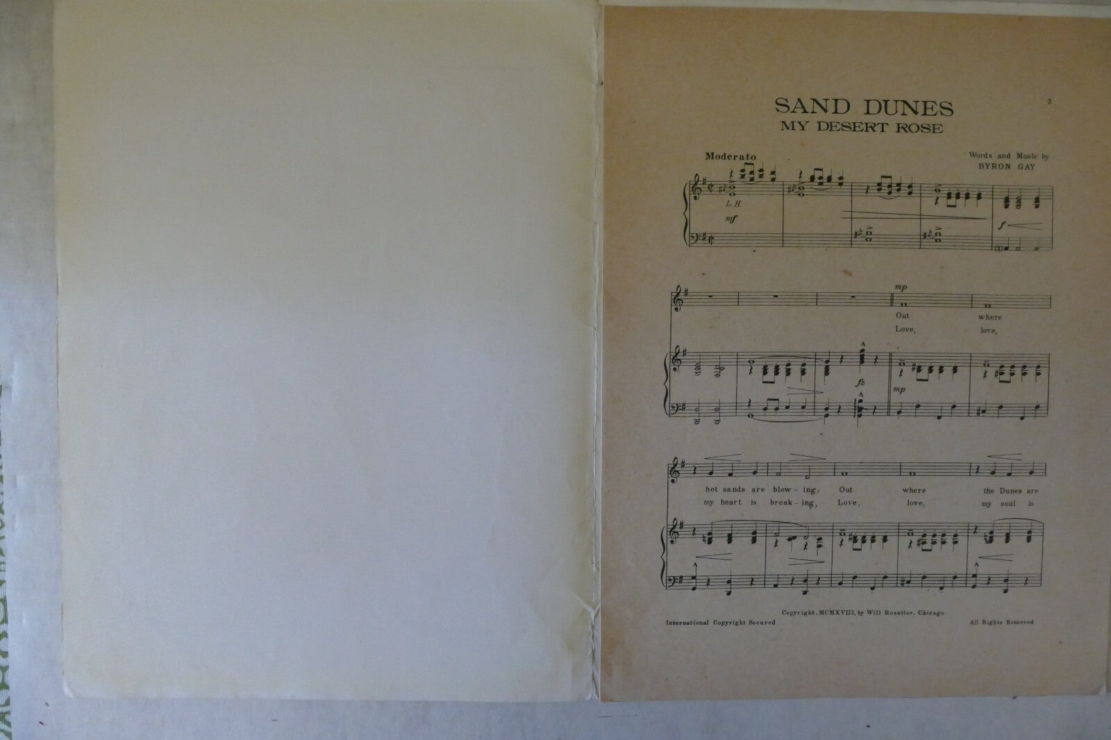 Sand Dunes (My Desert Rose) 1918, by Byron Gay, Will Rossiter