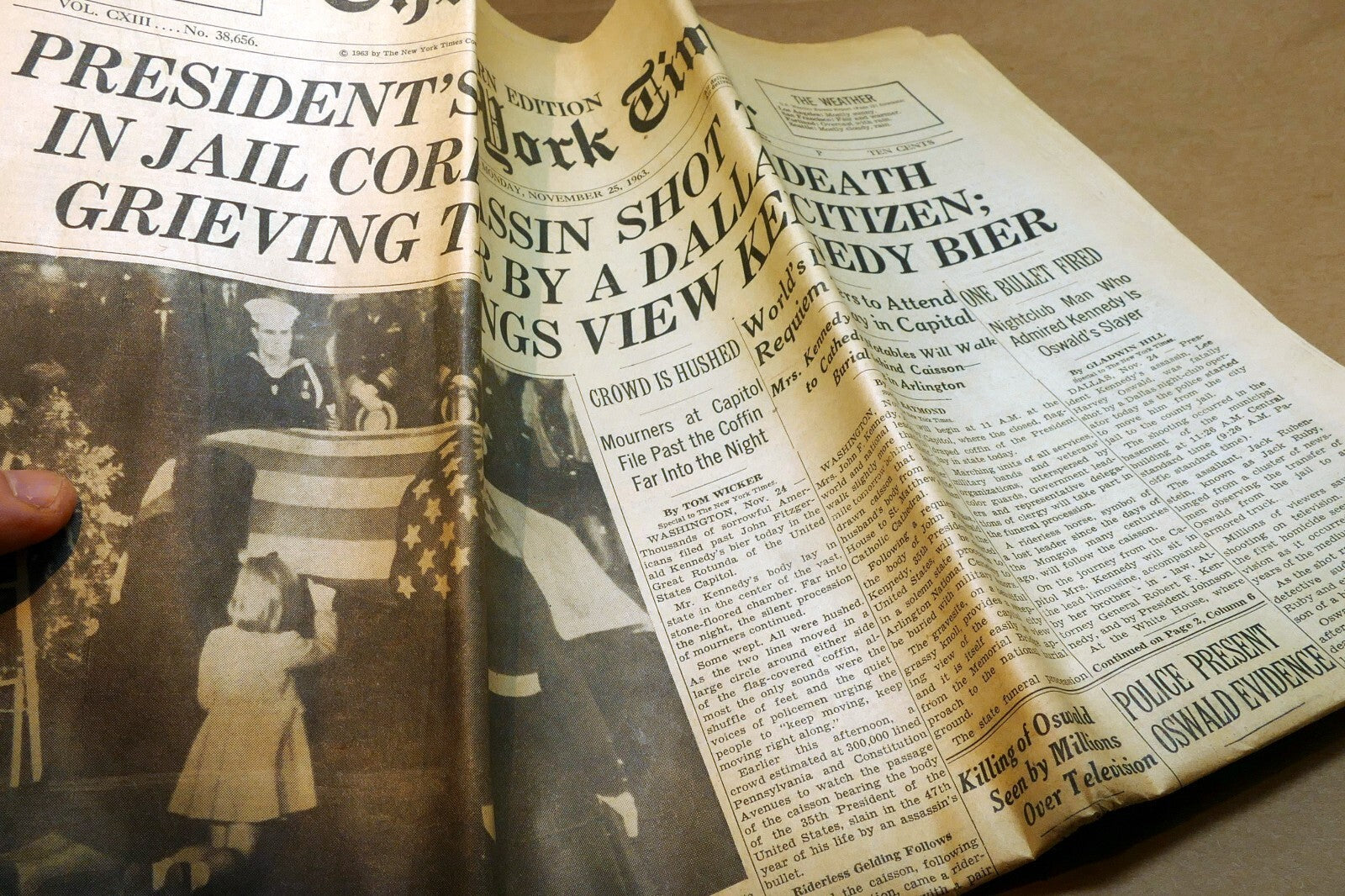 The New York Times November 25, 1963 JFK Death, Lee H. Oswald Shot by Jack Ruby