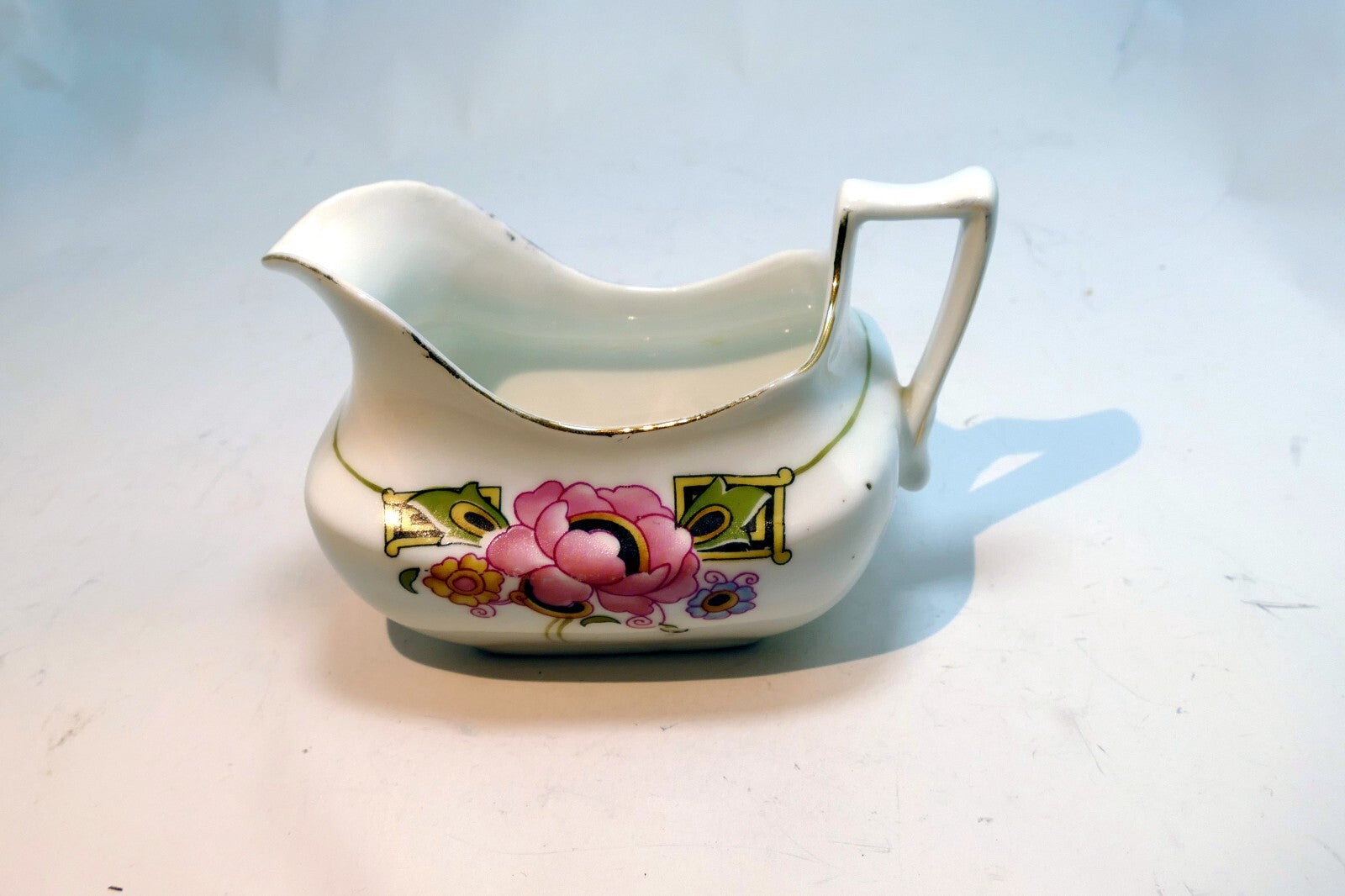 Z.S. & Co Creamer pitcher Flowers Pink with gold trim  made in Bavaria