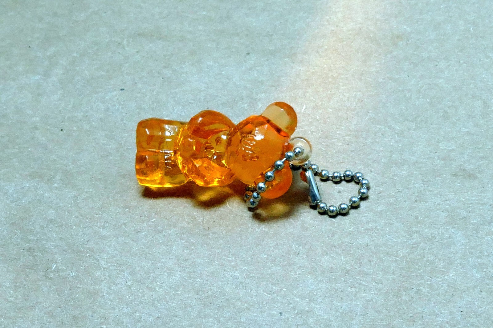 Hard Plastic Pink Bear Yellow/Gold Jewel on Belly Keychain 2"