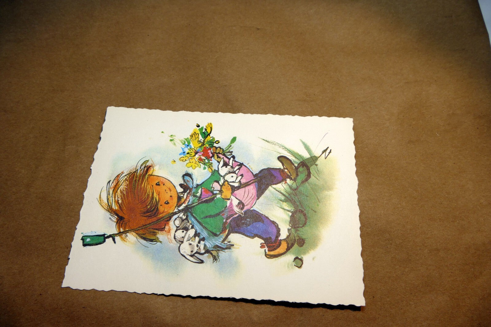 Adolf KORSCH VERLAG Postcard Munchen Boy with Flowers Lamb - Unposted Art