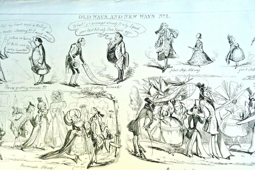 Old way's & new way's no 1 henry heath caricature print 1840 victorian
