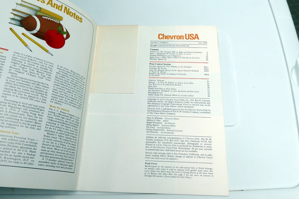 Fall 1975 Chevron USA Travel Club Magazine Zion Park, Santa Cruz, Georgia Hills 