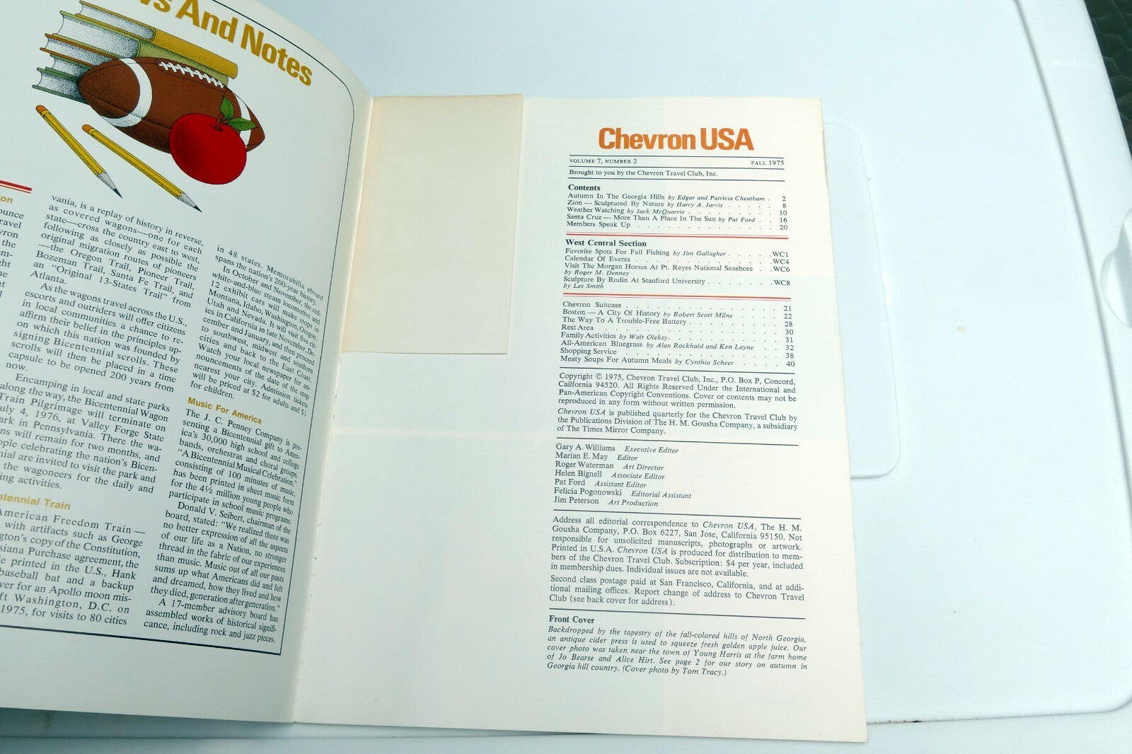 Fall 1975 Chevron USA Travel Club Magazine Zion Park, Santa Cruz, Georgia Hills 