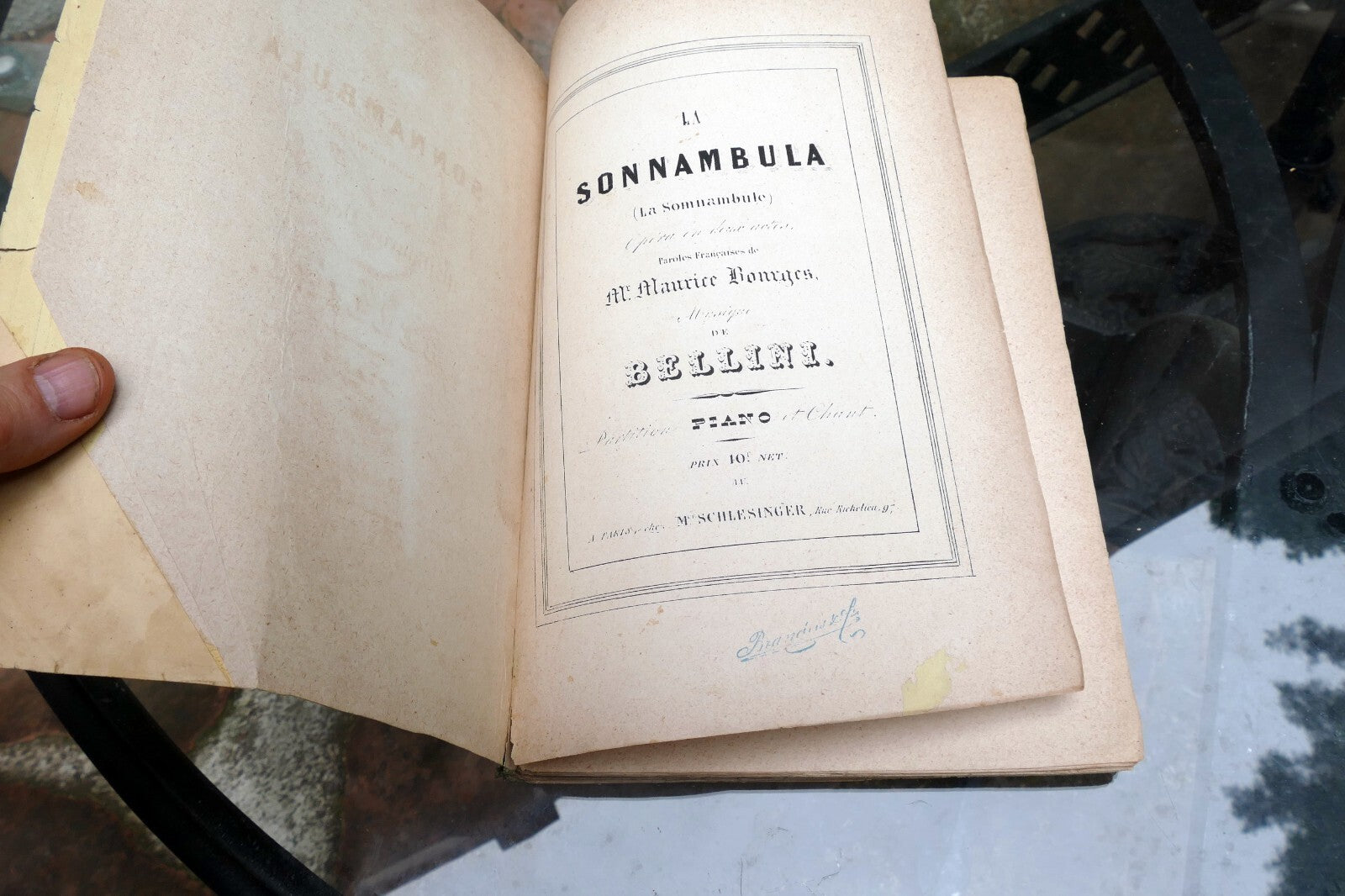 Sonnambula Bellini Paris Schlesinger 1850-1890 sheet music Partition Piano chant