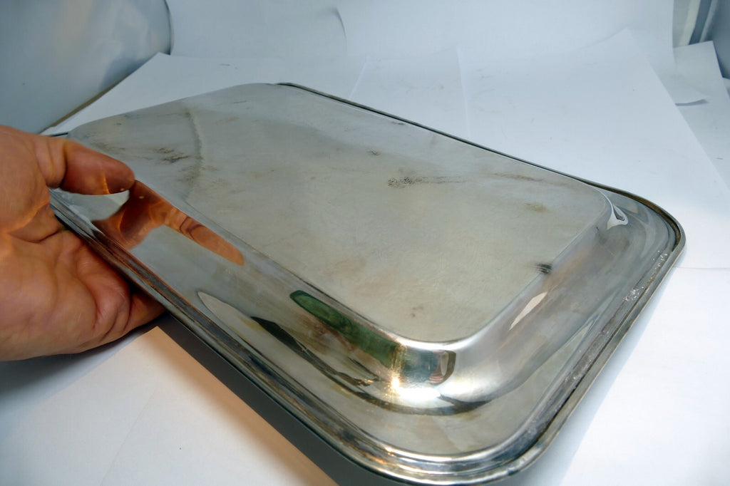 Viking Plate EP Copper Silver Plate Rectangle Serving Tray Platter ornate 9X14"