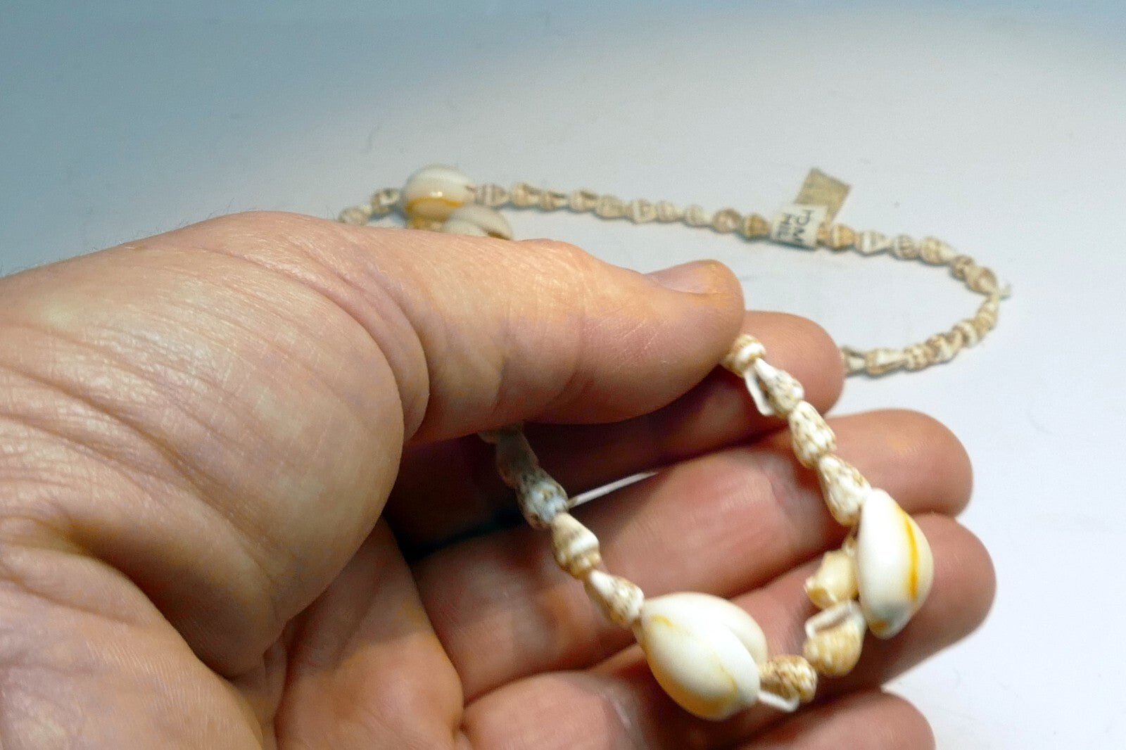 Cowrie Shell 17" Necklace Lei Jewelry Boho Surfer Yellow-White glossy