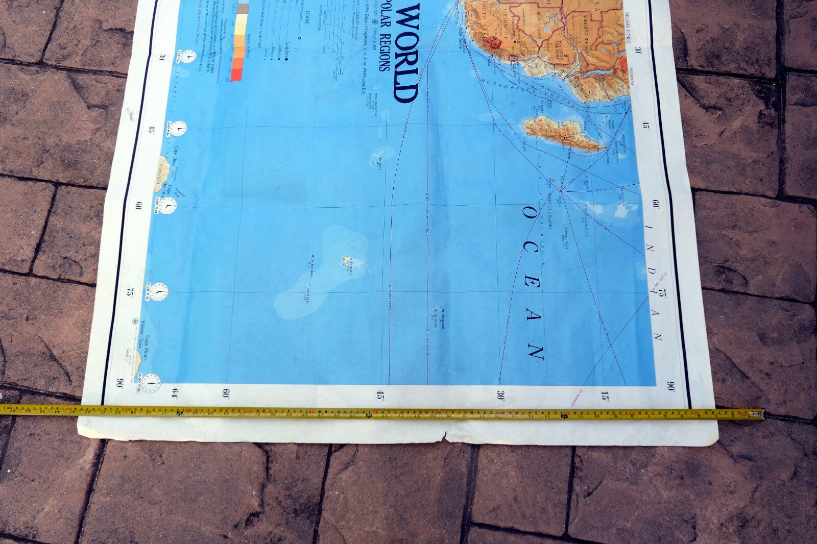 South Africa S. Atlantic OCEAN - 40X56" extra Large MAP