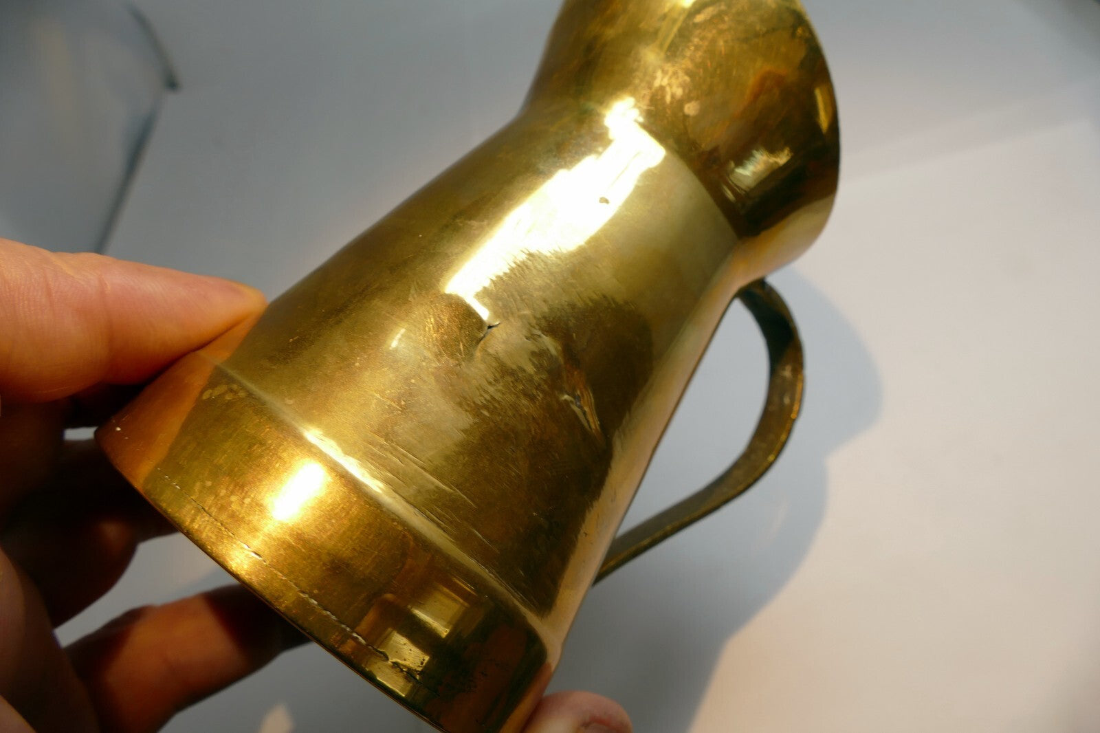Vintage Small Brass Pitcher With Handle 5" Tall Creamer Size small