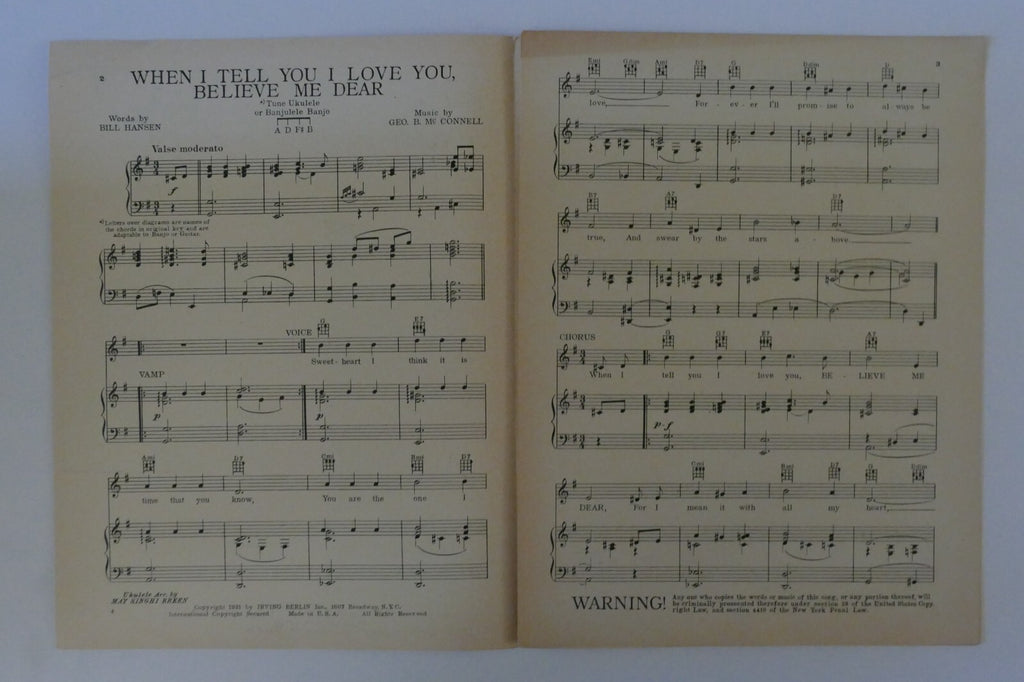 When I Tell You I Love You Believe Me Dear, 1931, by Bill Hansen