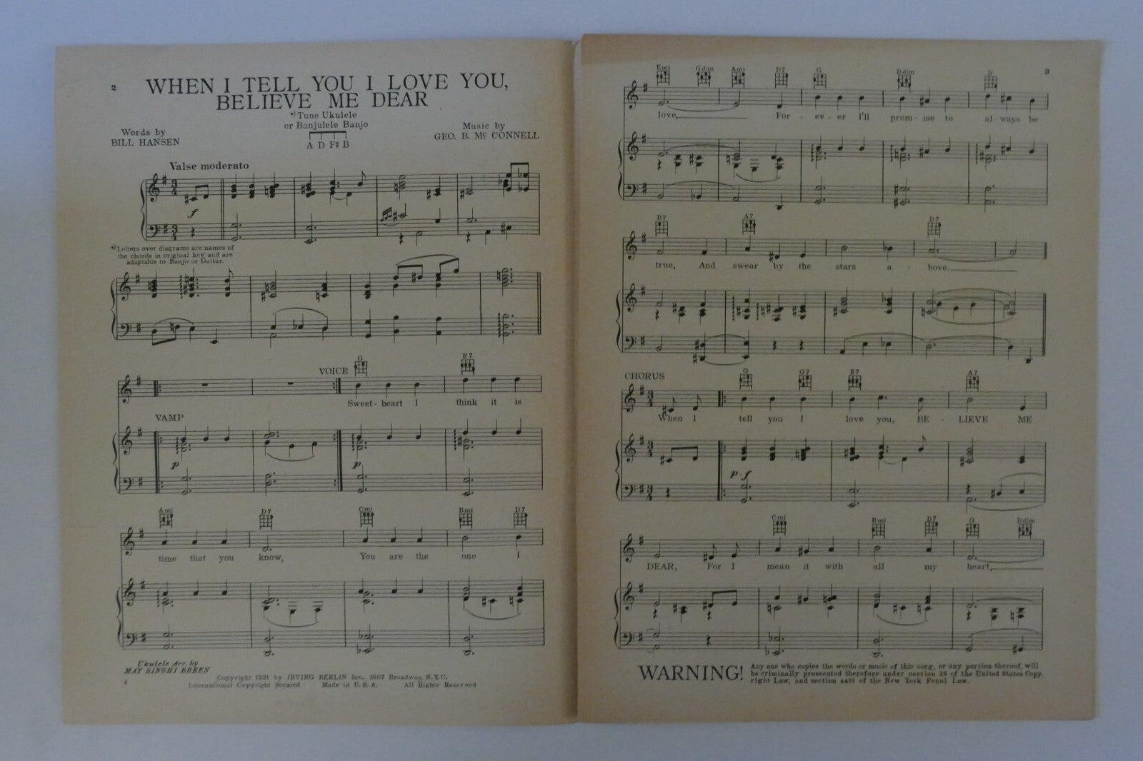 When I Tell You I Love You Believe Me Dear, 1931, by Bill Hansen