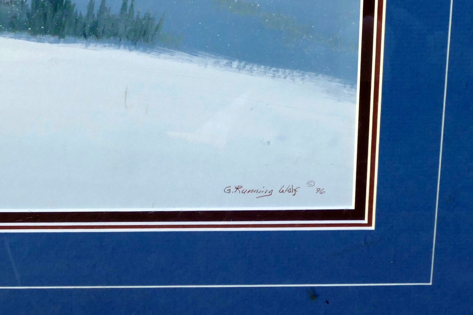 GALE RUNNING WOLF SR "WINTER HUNTER" SIGNED Acrylic Painting Blackfeet Native US
