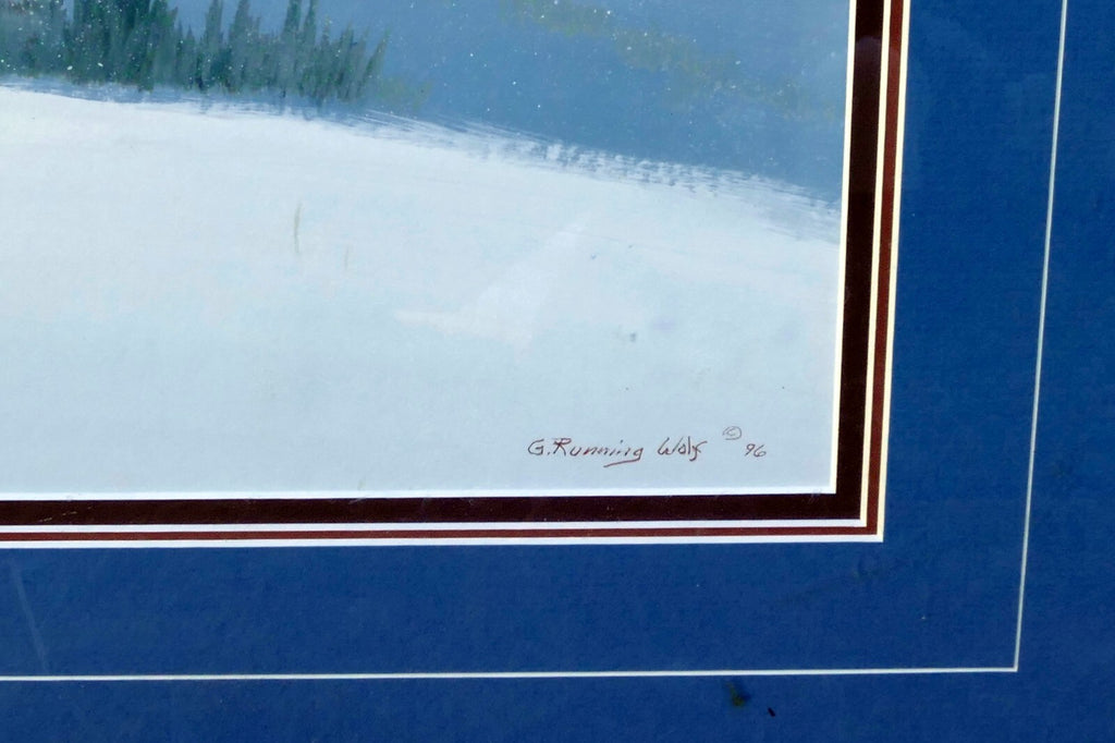 GALE RUNNING WOLF SR "WINTER HUNTER" SIGNED Acrylic Painting Blackfeet Native US