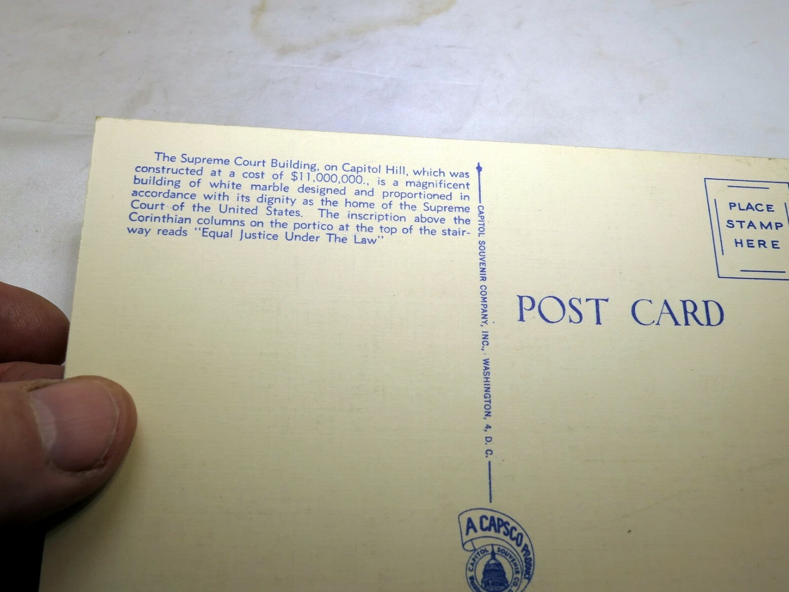 Post Card Supreme Court Library Congress Washington DC 186 Linen 1940's unposted