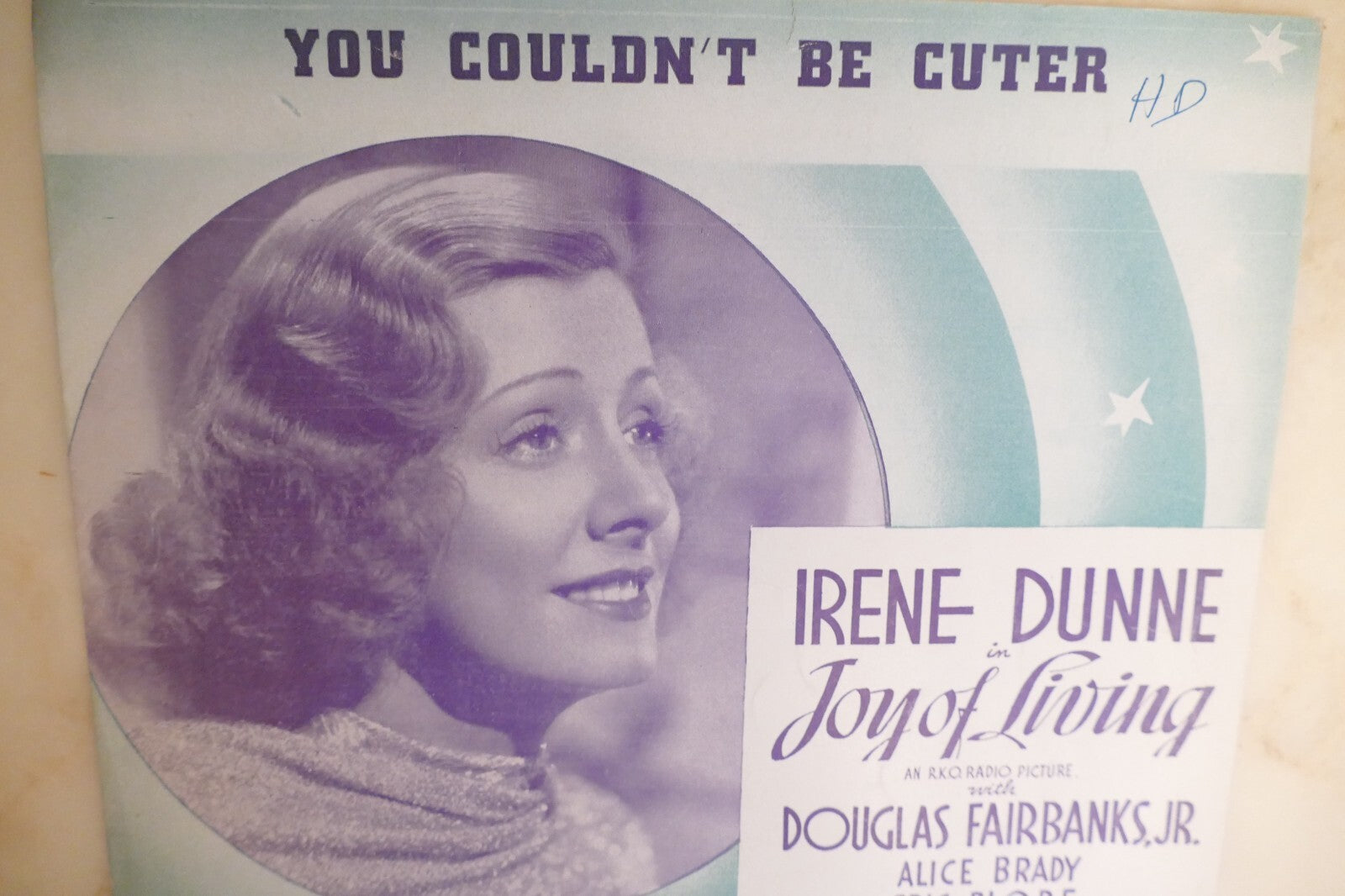 You couldn't be cuter sheet music 1938 by jerome kern and dorothy fields from joy of living