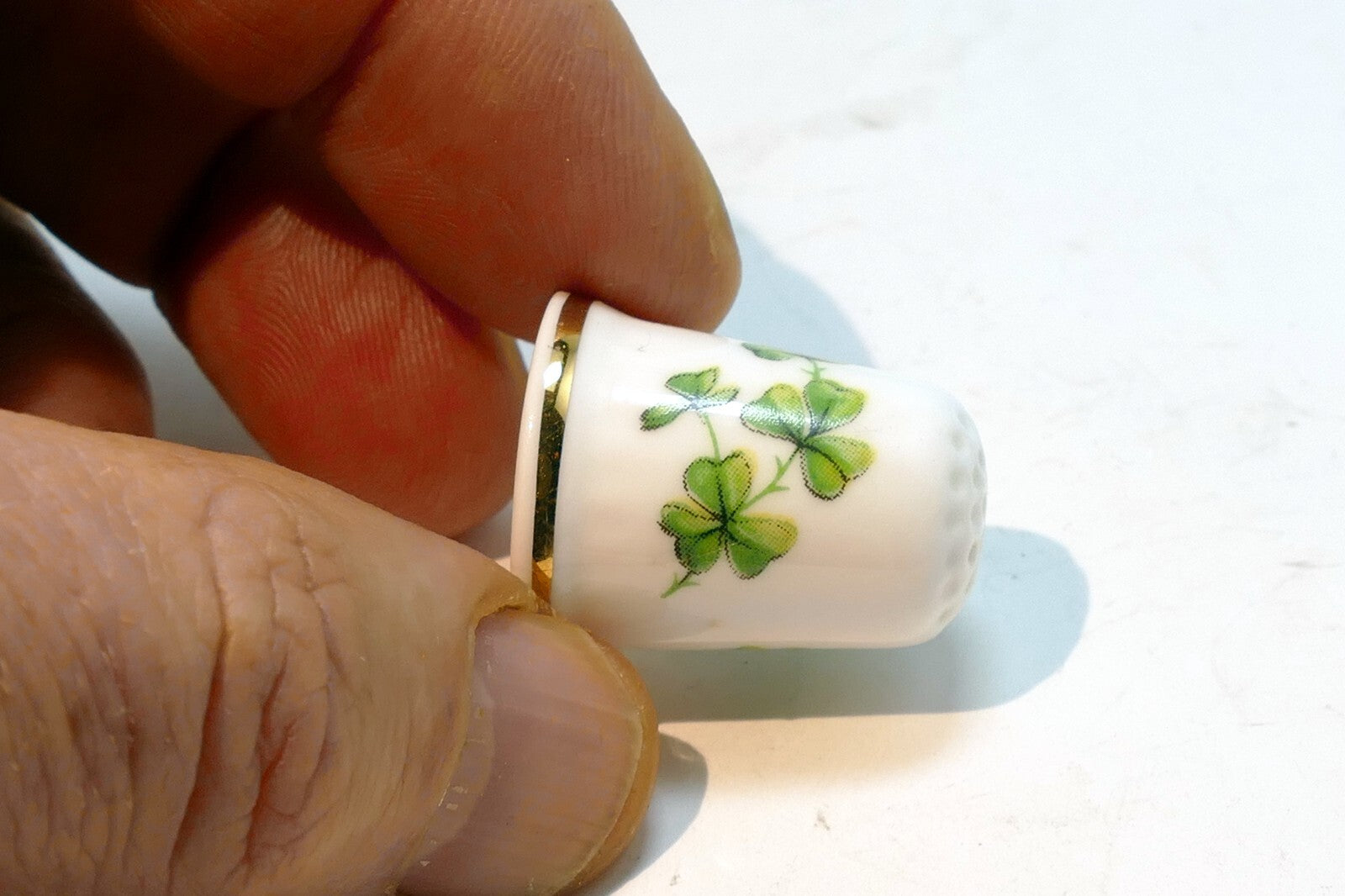 Countess Fine Bone China Floral Finger Ceramic Sewing Thimble Shamrock