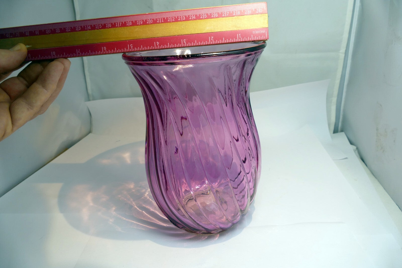 Pink Ribbed Vase Glass 8" high Valentines day 1 800 Flowers
