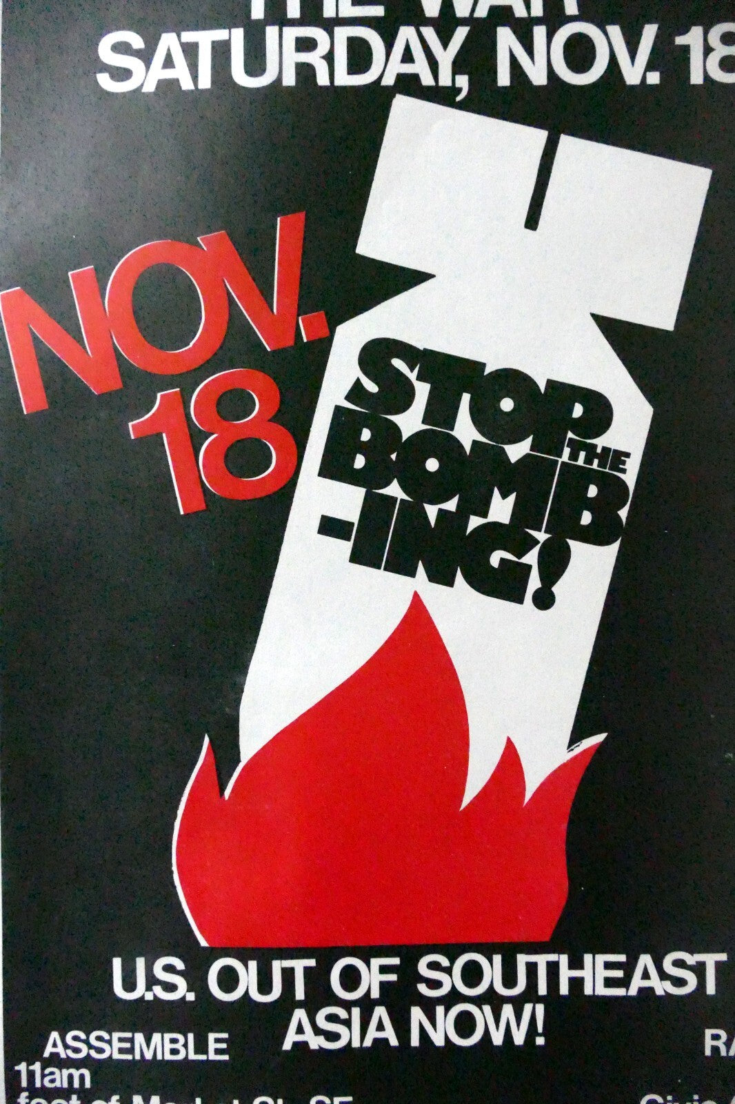 1968 stop the bombing! protest poster san francisco usa vietnam