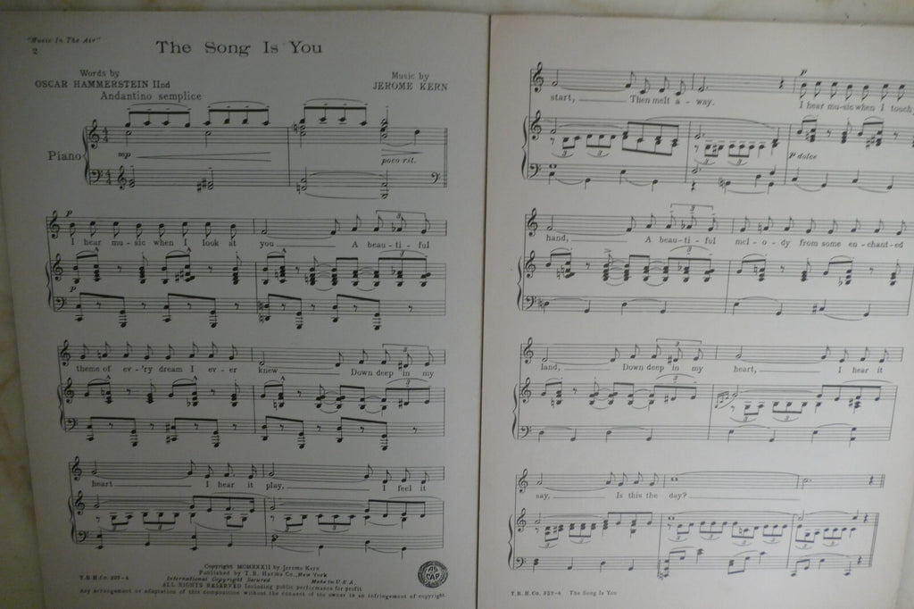 The Song Is You 1932 by Jerome Kern from "Music In The Air" musical