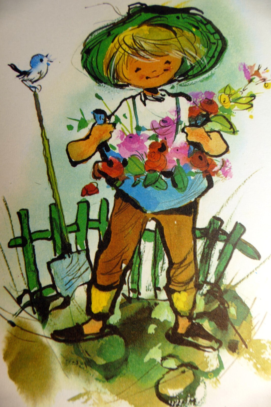 Adolf korsch verlag postcard münchen boy with flowers   unposted art