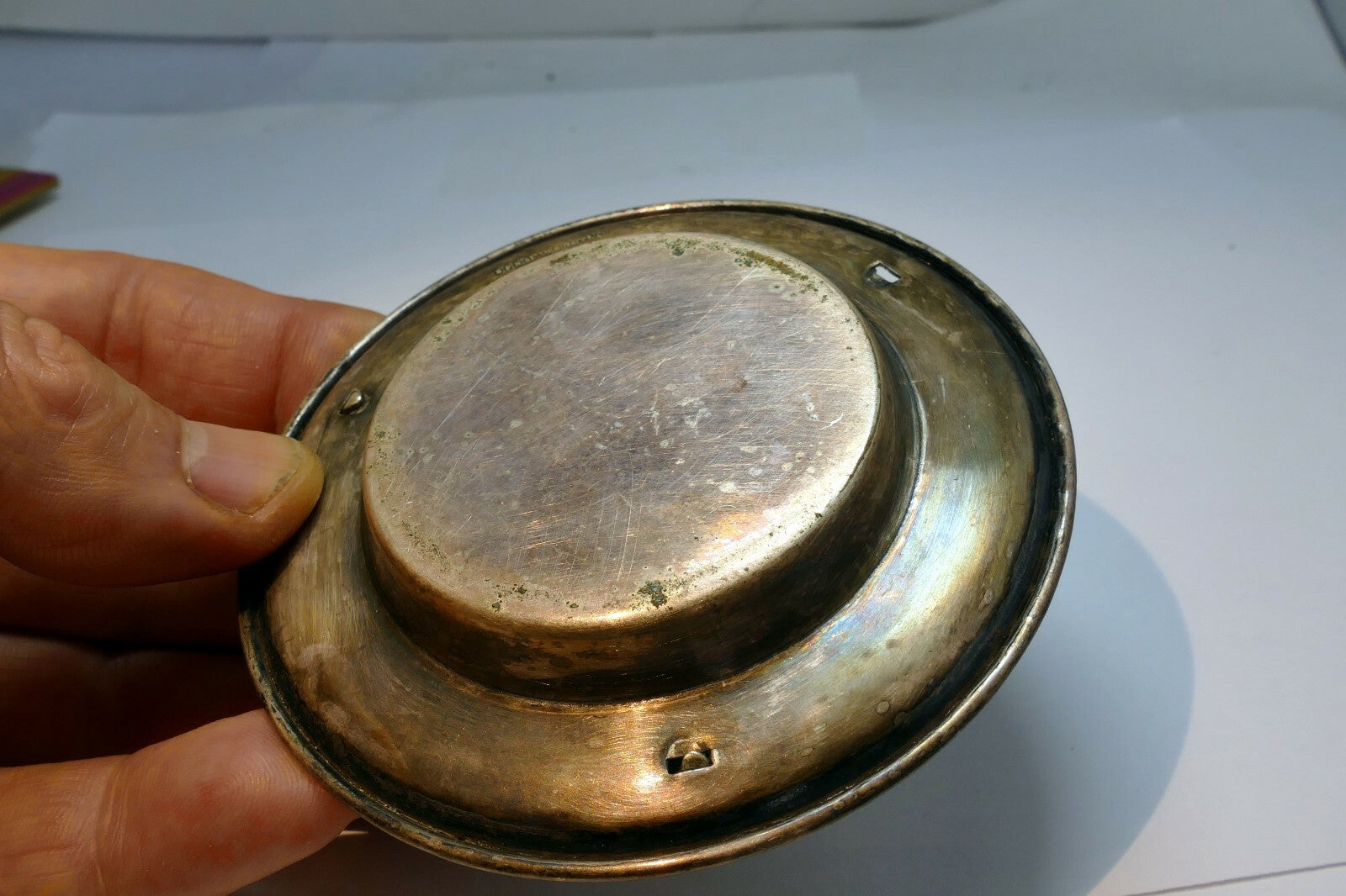 EPNS Candle Holder or Bowl Made in England 3.5 inch Diameter vintage 1890 L.W.LP