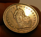 1968 switzerland 1 franc copper nickel coin
