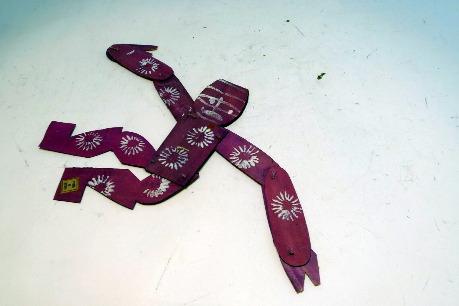 Primitive Hand Carved Painted Hinge Puppet Toy Man Made in India