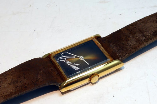 "Cecilia " Gold Tone Ladies  Watch with brown  leather strap