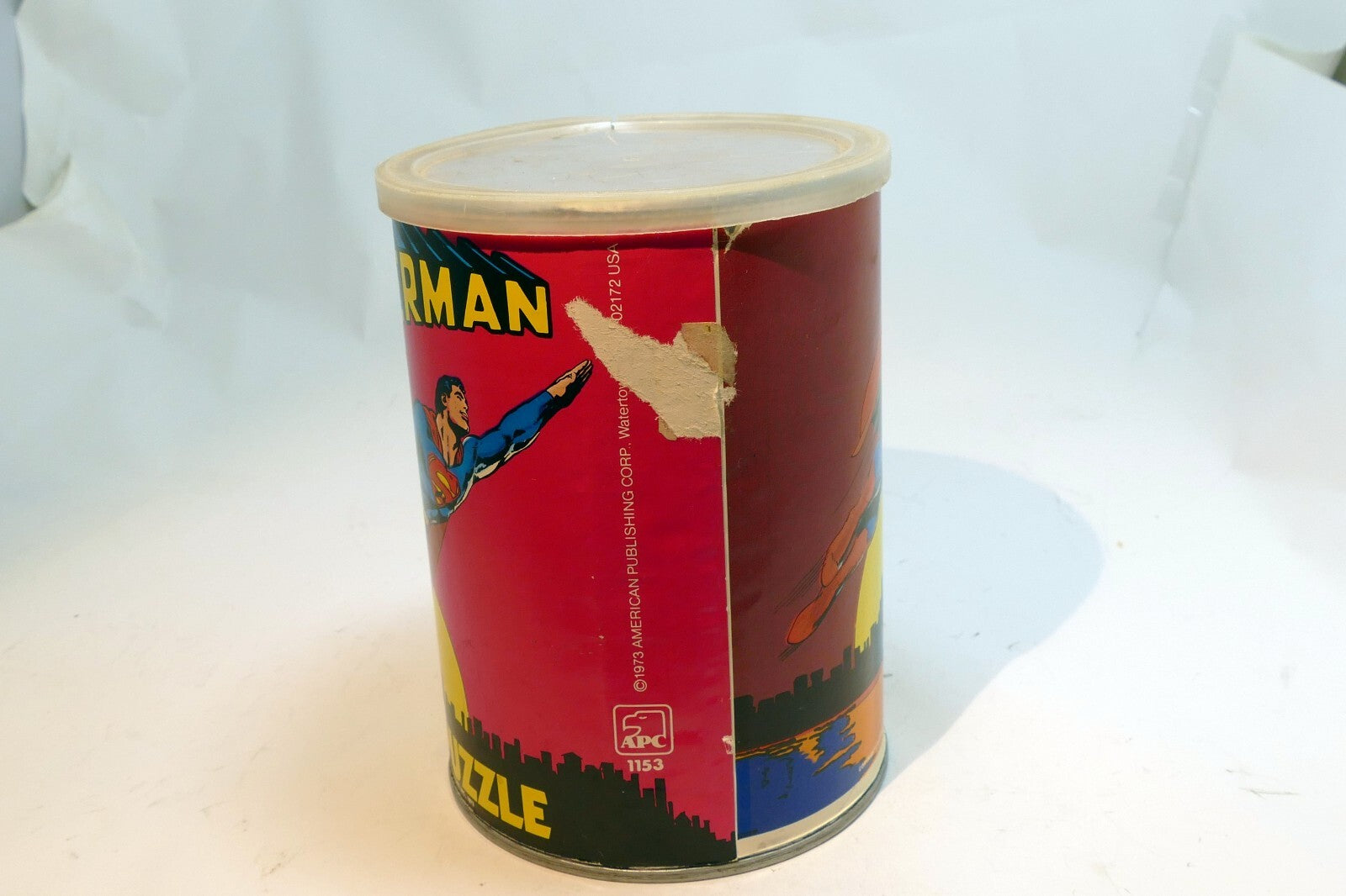 Empty tin container  for  1973 "Superman" Jigsaw Puzzle