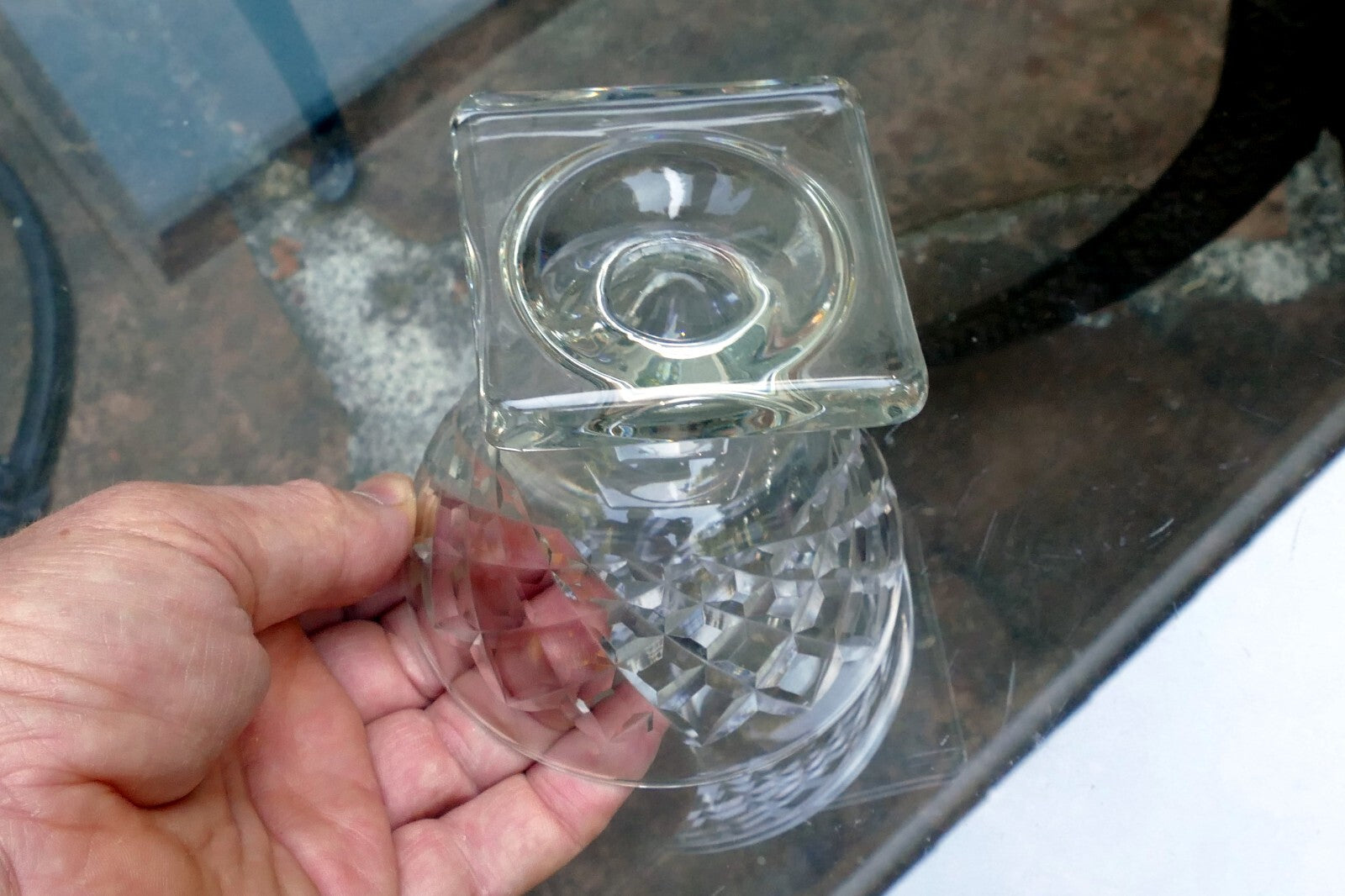 Waterford Goblet Desert Cup 3.5" Tall Square base Diamond - single piece
