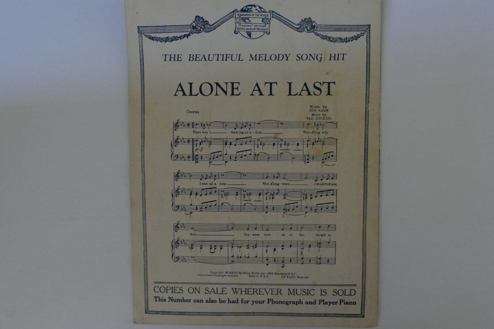 Waitin' For The Moon 1925, by Joe Brown and Sam Lerner, Irving Berlin Inc.
