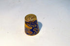 Thimble Souvenir Blue Yellow Bird Floral metal  Cloisonne Brass