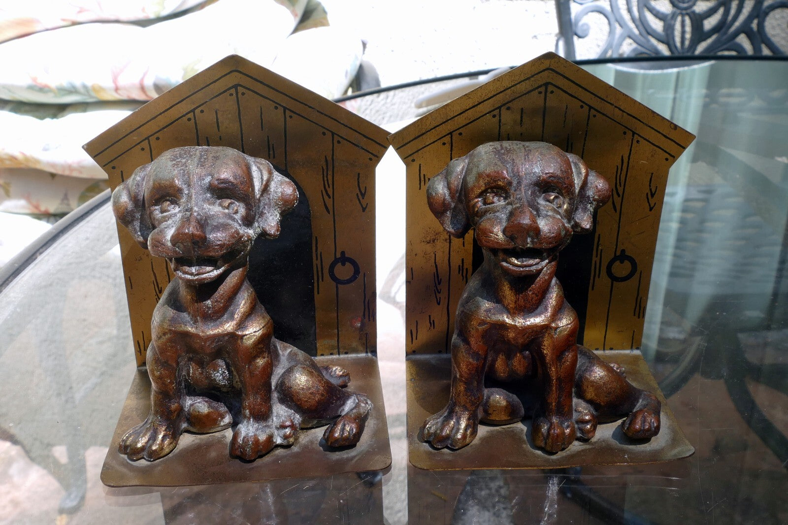 French Bulldog Puppy Dogs Solid Brass Bookends solid metal vintage 4X5"