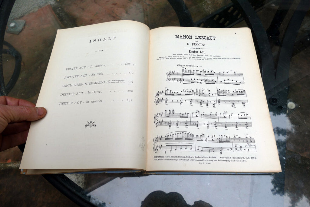 Manon Lescaut musik Puccini sheet music 1893 Italy Turin Ricordi German Leipzip