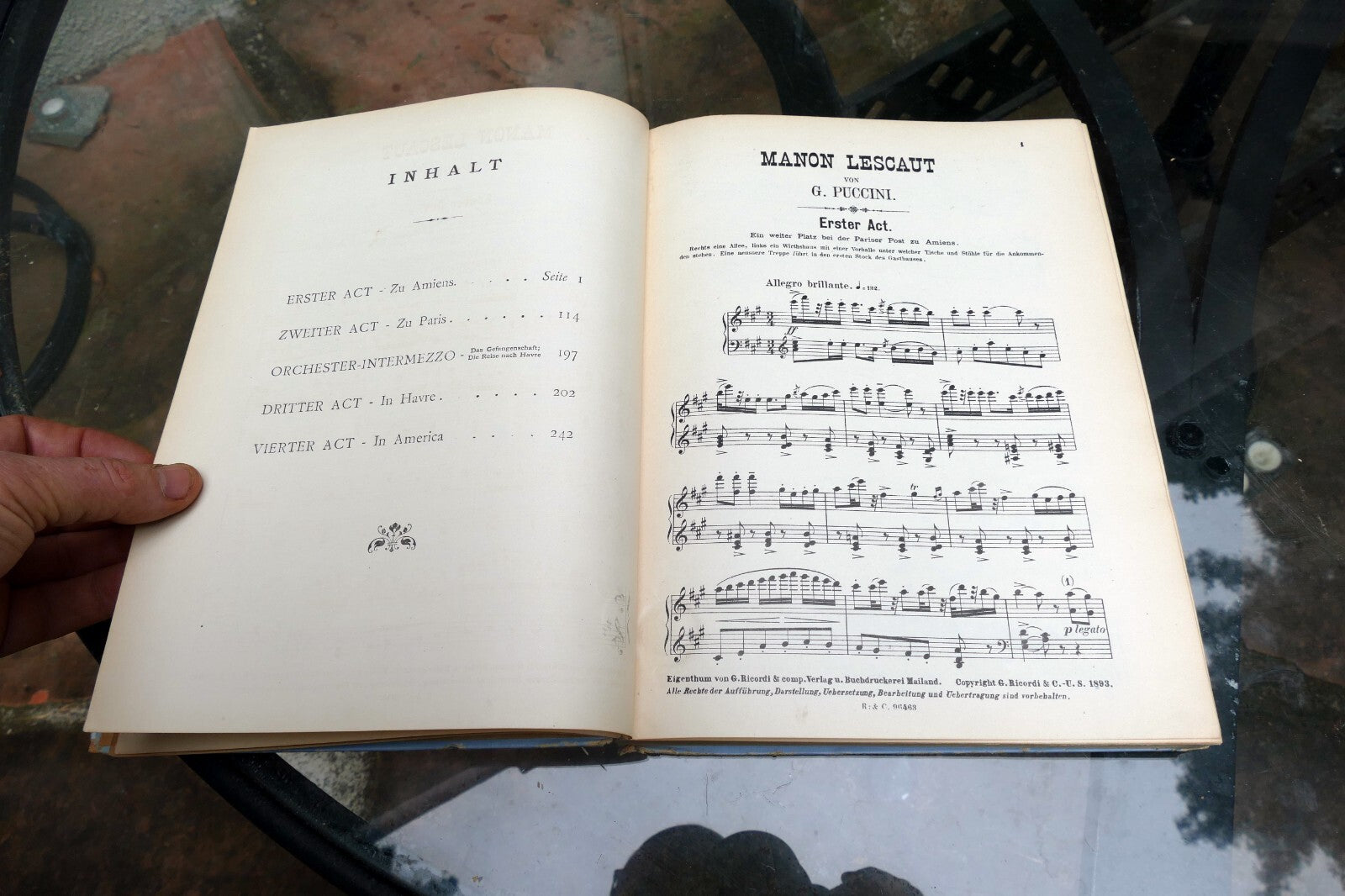 Manon Lescaut musik Puccini sheet music 1893 Italy Turin Ricordi German Leipzip