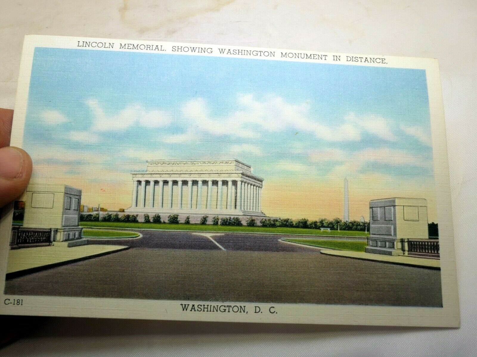 Postcard lincoln memorial monument washington dc 186 linen 1940's us capitol