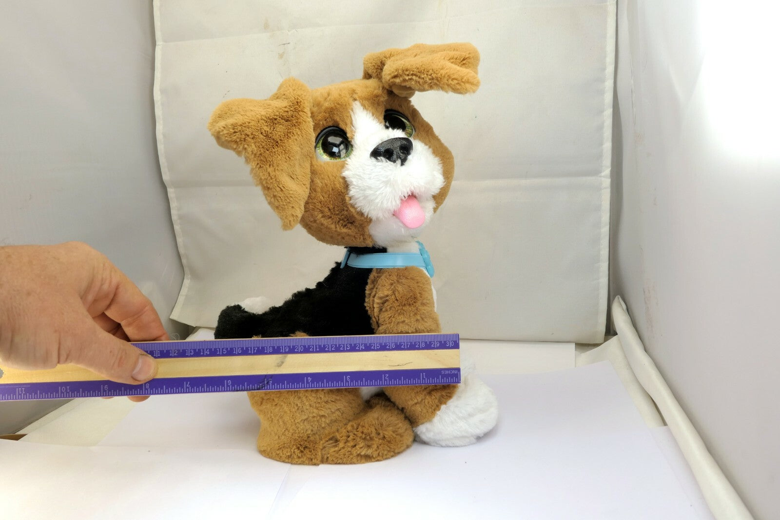 Hasbro Fur Real Friends   Brown White Dog  Barks 10" Large