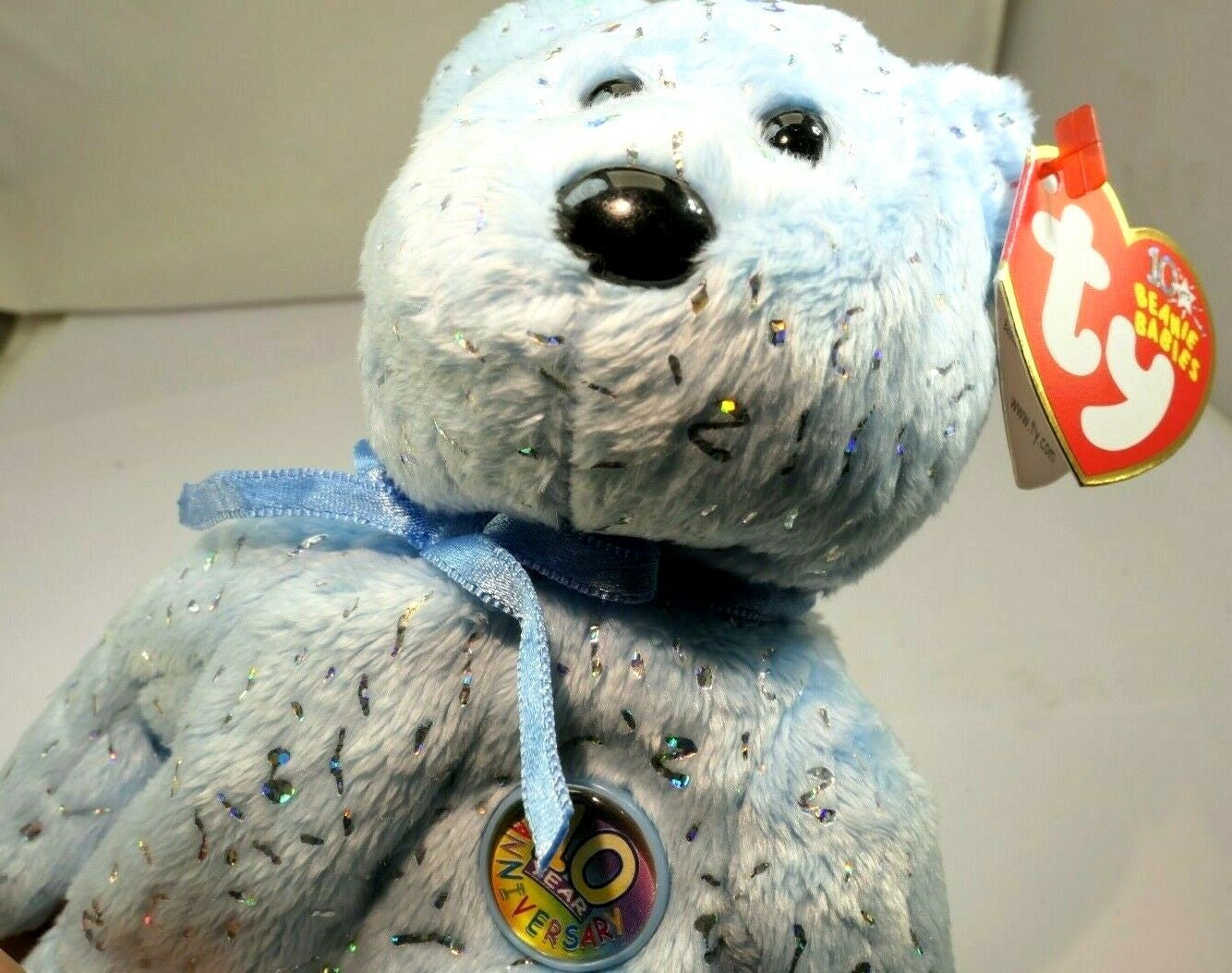 Ty beanie babies "decade" 2002 teddy bear 8" new unused w tag 10 year anniversary
