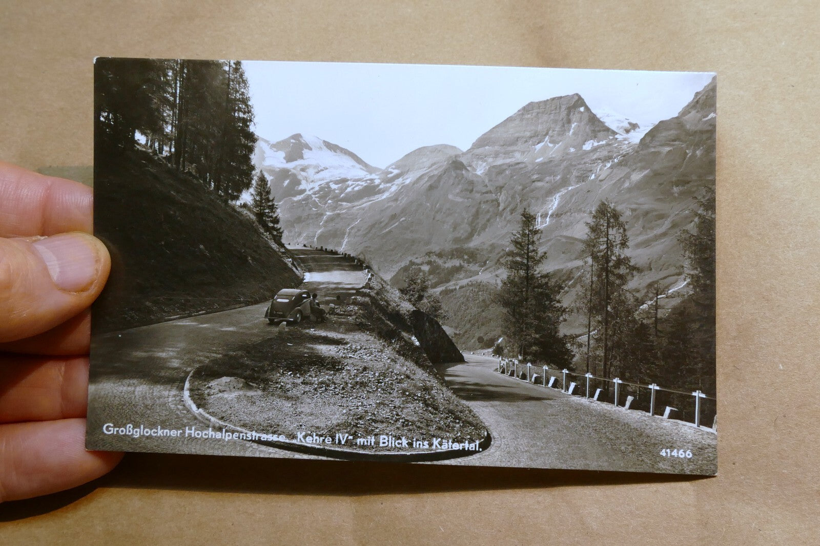 Großglockner-Hochalpenstraße postcard Black & white Austria vintage - unposted