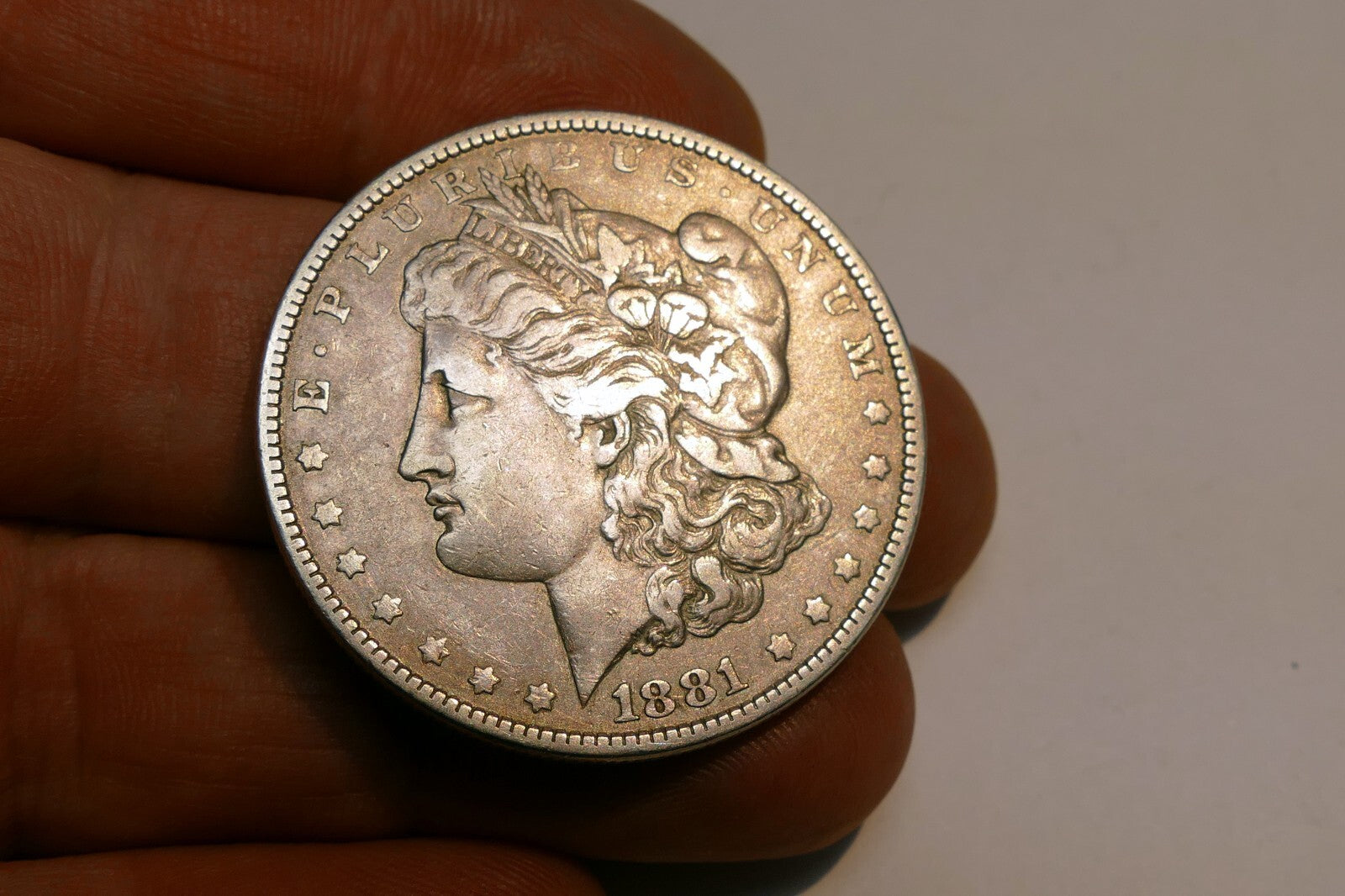 1881 Silver Morgan Dollar  coin  -  Philadelphia Mint Full Liberty - fine