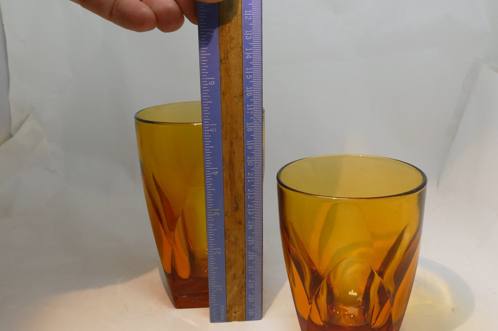 2 Vanity Amber By Colony 2-3 oz Flat Tumbler Large Whiskey Glasses