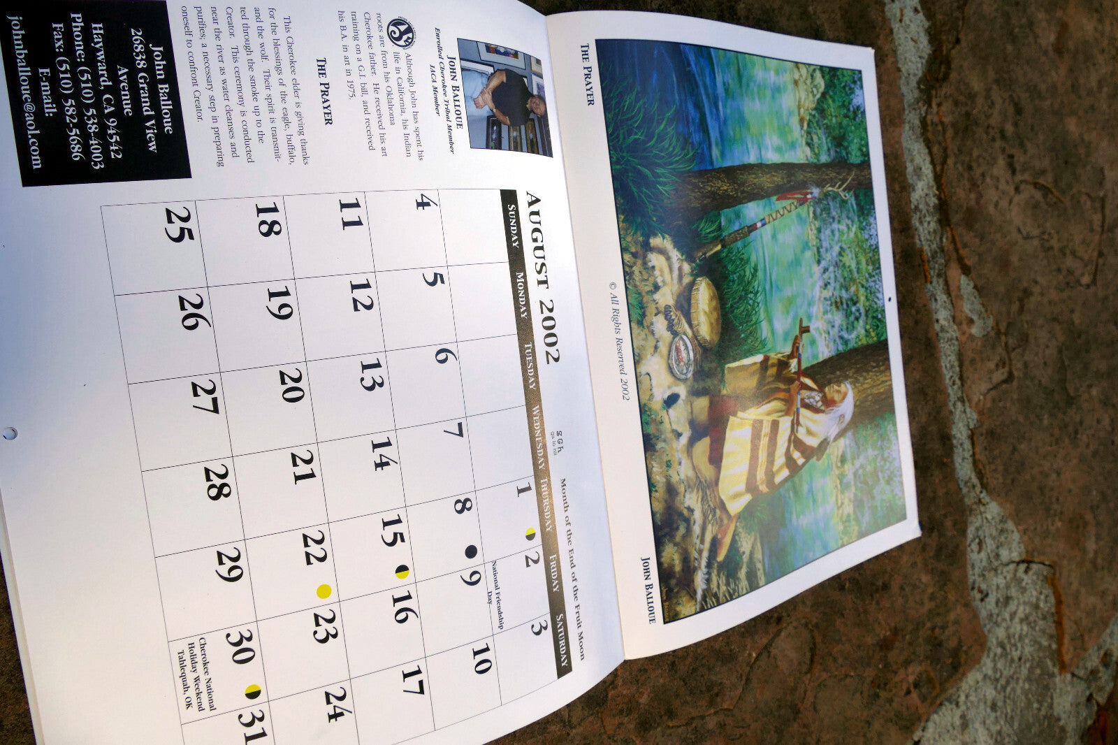 2002 The Cherokee Herritag Calendar Native American artists