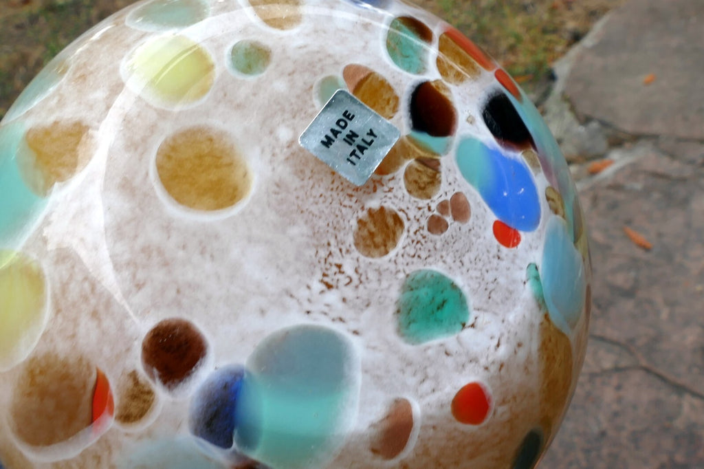 Empoli Maestri Vetrai Mottled Confetti Art Glass PEAR Fruit  Yellow Blue Brown