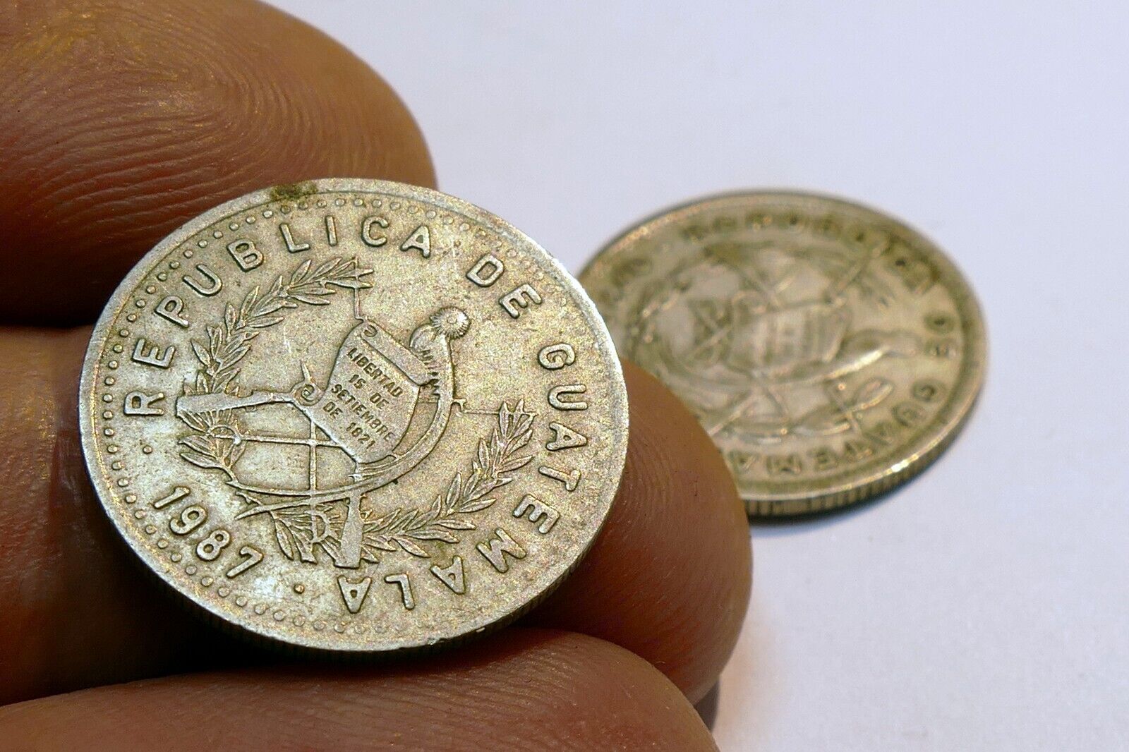 10 Centavos Guatemala, 72%SILVER pack of two lot 1987 1951 coins